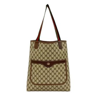 Gucci Pre-owned Tote Bags, female, Brown, Size: ONE SIZE Pre-owned GG PVC Leather Tote Bag