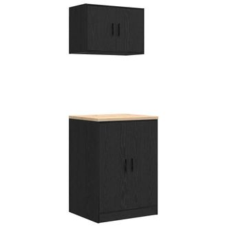 Berkfield Home Garage Cabinets 2 pcs Black Engineered Wood