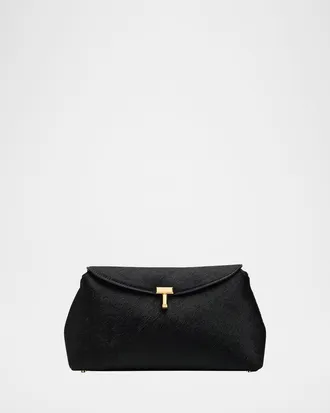 Toteme T Lock Flap Horsehair Clutch Bag
