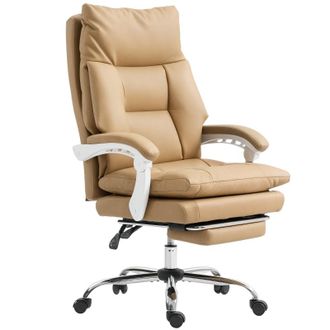 STILVORA Sedia Da Ufficio Ergonomica In Similpelle, Altezza E Inclinazione Regolabili, Con Poggiapiedi Estraibile, Marrone Chiaro