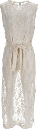 Zimmermann Lace Midi Dress in White Nylon
