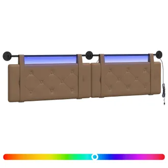 vidaXL Testiera Sospesa Con Luce Led Cappuccino Similpelle Vidaxl