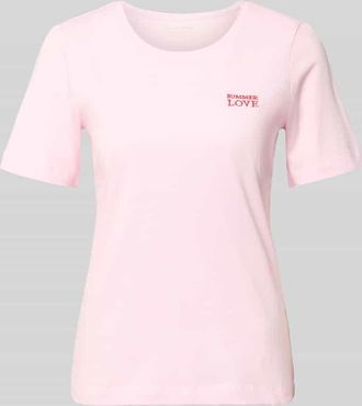 Christian Berg T-Shirt mit Statement-Stitching und Rundhalsausschnitt in Hellrosa, Gr&ouml;&szlig;e XXL