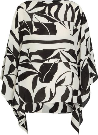 Max Mara Printed Silk-chiffon Cover-up Blouse - Black - S/M (UK10-12 / M)
