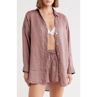 L*Space Rio Linen Cover-Up Tunic in Smoky Quartz at Nordstrom Rack, Size X-Small/small