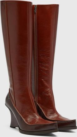 Diesel D-Lucette-Knee-high boots in leather - Boots - Woman - Brown