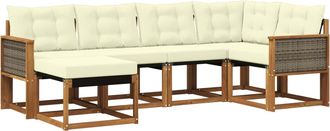 vidaXL Conjunto De Sof&aacute;s De Exterior 6 Uds. Natural Y Crema Vidaxl
