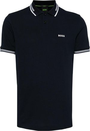 BOSS logo-print polo shirt - men - Cotton/Elastane - L - Blue