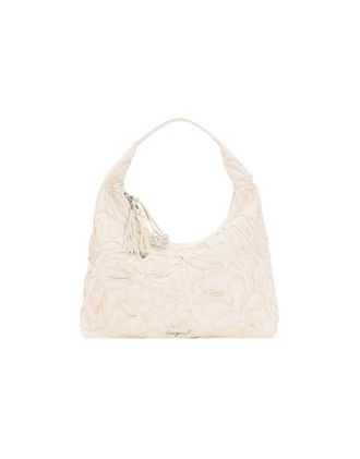 Desigual Borsa grande in tela bianca a fiori-Bianco