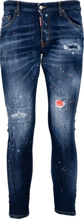 Dsquared2 Mens Dark Neon Splash Ripped Cool Guy Jeans in Blue Cotton - Size 26 (Waist)