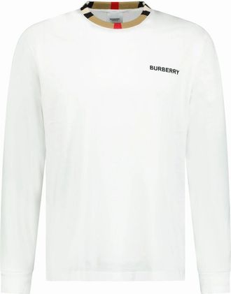 Burberry Mens Burberry Jayson Check Long Sleeve T-Shirt White - Size: 38
