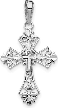 Diamond2Deal 14k White Gold Filigree Cross Charm Pendant