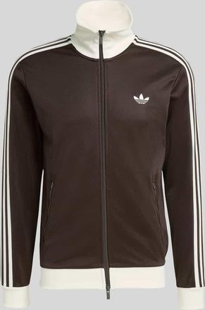 adidas Originals Slim Fit Trainingsjacke mit Stehkragen in Dunkelbraun, Gr&ouml;&szlig;e XL