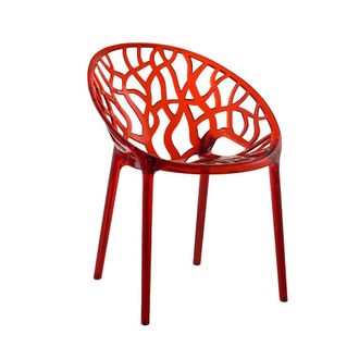 Siediti Fuori e Dentro Set de 2 sillas apilables en policarbonato transparente rojas