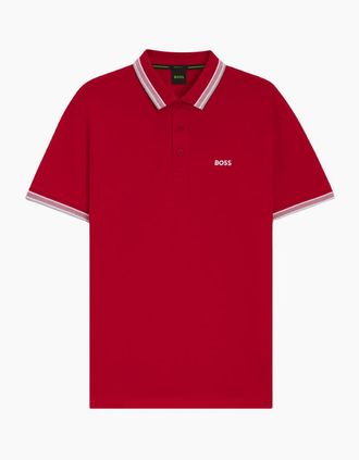 HUGO BOSS Mens Paddy Cotton Pique Red Polo Shirt - Size: 38