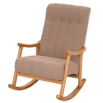 Hhg Silla Mecedora Hhg 862, Sill&oacute;n Relax, Madera Mvg, Tejido Boucl&eacute; (450 G/m&sup2;), Gris Topo, Estructura Natural