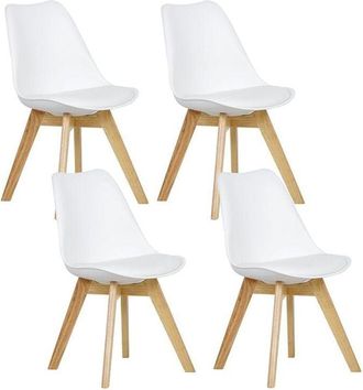 Woltu Set of 4 Dining Chairs Designer Side Chairs Home Office Commercial, White - Woltu