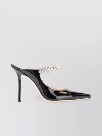 Jimmy Choo London patent leather crystal-embellished pointed-toe mules
