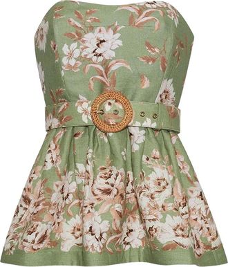 Cara Cara Tilda floral peplum top - Green
