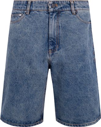 Daily Paper Clothing Compact Shield Embroidery Denim Shorts