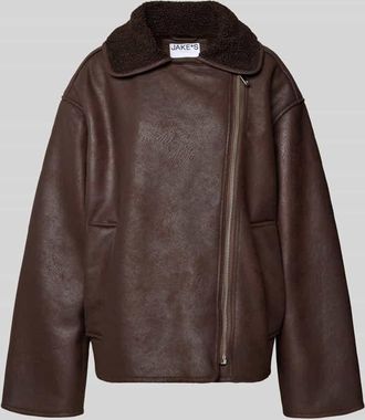 Jake*s Casual Jacke in Leder-Optik in Dunkelbraun, Größe S