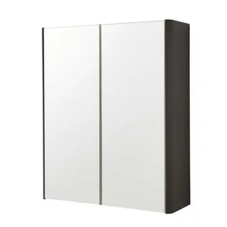 Clifton Matt Graphite 2-Door Mirror Bathroom Cabinet 60cm H x 500mm W in Dark Grey