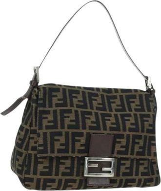 Fendi Pre-owned Shoulder Bags, female, Brown, Size: ONE SIZE Pre-owned Zucca Canvas Shoulder Bag