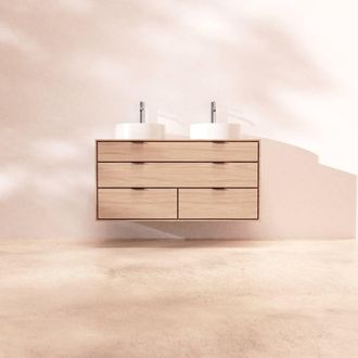 Tikamoon Mueble de ba&ntilde;o de roble macizo 120 cm