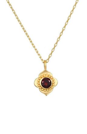 Satya Jewelry Spiritual Strength Garnet Lotus Necklace in Red at Nordstrom