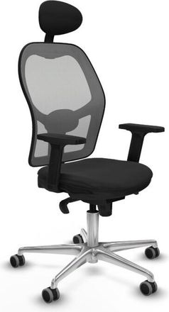 Piqueras y Crespo Piqueras Y Crespo - Jorquera Sincro Malla Gris Similpiel Negro Brazos 2d Base Aluminio Cabecero Fijo Ruedas 65mm Engomada