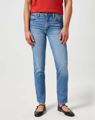 Wrangler Slim-fit-Jeans WRANGLER WRANGLER Jeans Piper, Damen, Gr. 25, L&auml;nge 32, blau, Obermaterial: 100% Baumwolle CO., Jeans Slim-fit-Jeans