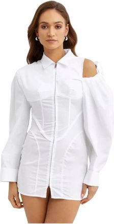 Jacquemus Galliga Shirt Dress - Dames - Shirt Kleedjes - Wit - 2XS - Katoen - Kleedjes