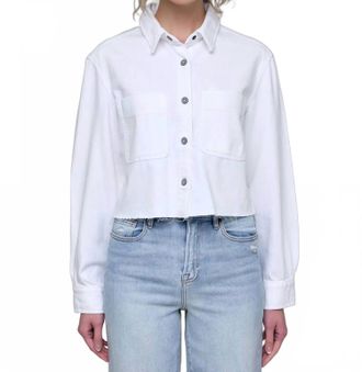 Hidden Jeans Cropped Denim Shirt In White