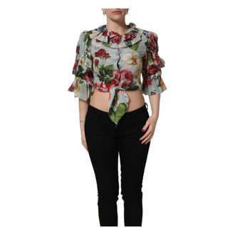 Dolce & Gabbana Blouses, female, Multicolor, Size: XS Cropped Blouse