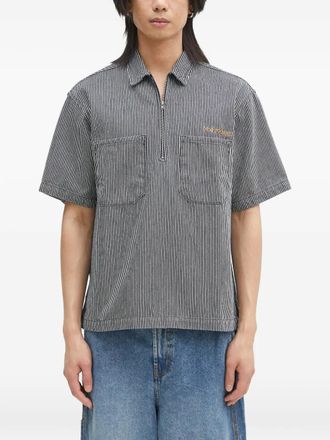 Aries striped zip-neck polo shirt - Blauw