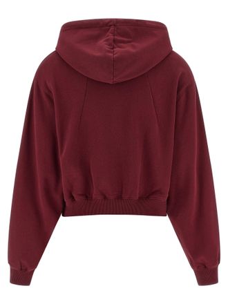 Rotate Terry Back Cropped Hoodie - Burgundy