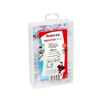 Fischer 548857 Meister-box Duoplade - Caja Organizadora Con 77 Tacos Duoblade (tornillos Y Ganchos, Tacos Autoperforantes Para P