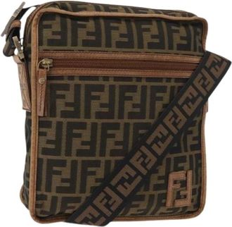 Fendi Pre-owned Cross Body Bags, female, Brown, Size: ONE SIZE Pre-owned Vintage Zucca Canvas Shoulder Bag