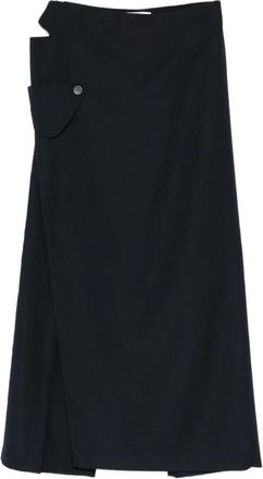 Jean Paul Gaultier Wraparound Pant Skirt - Dames - Maxi Rokken - Blauw - XS - Wol - Rokken