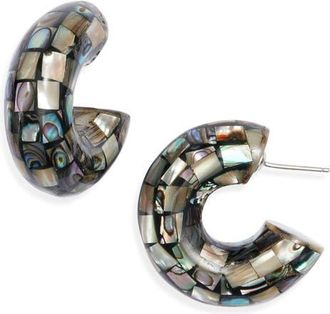 Nest Abalone Chunky Hoop Earrings in Blue Multi at Nordstrom