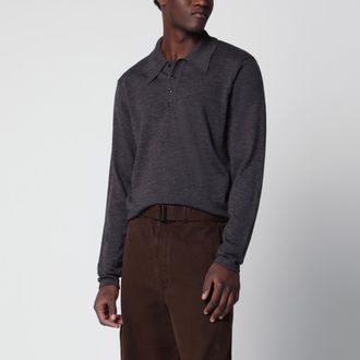 Christophe Lemaire Grey long-sleeve wool polo shirt