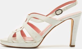 Sergio Rossi White Leather Slingback Sandals