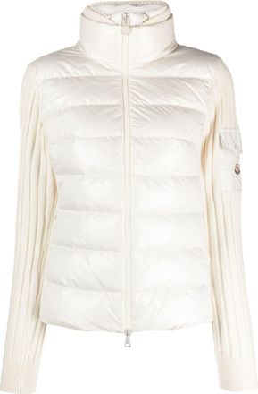 Moncler padded zip-up cardigan - women - Polyester/Virgin Wool/Polyester/Feather Down - L - White