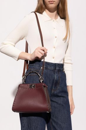 Fendi Peekaboo Mini Hand Bag, Womens, Burgundy
