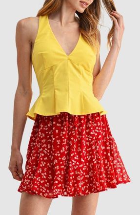 All in Favor Halter Peplum Top in Yellow at Nordstrom, Size X-Large