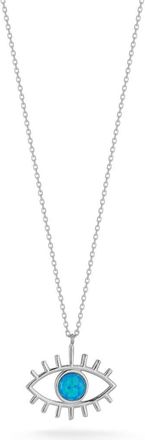 Sphera Milano Synthetic Opal Evil Eye Pendant Necklace in Silver/Blue at Nordstrom Rack