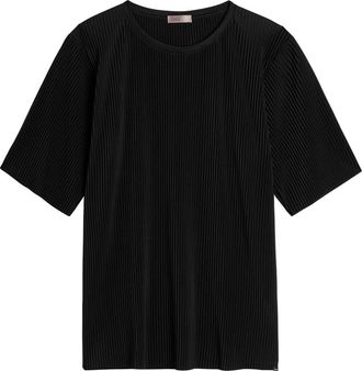 Herno Jersey Plissé T-shirt - Black - S (UK8-10 / S)