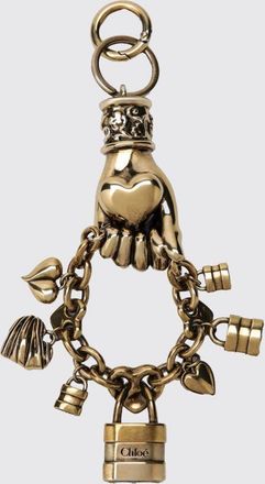 Chlo&eacute; Portachiavi in ottone con charm a cuore e logo inciso