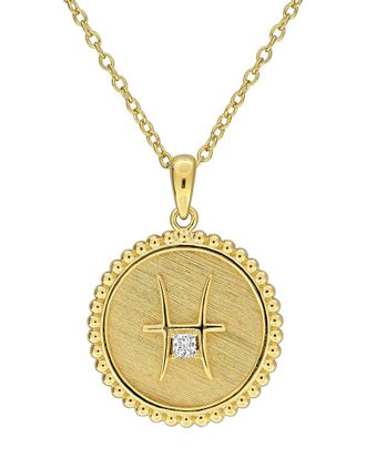 Rina Limor Zodiac Sign Plated 0.35 Ct. Tw. Lab-Grown Created White Sapphire Virgo Pendant