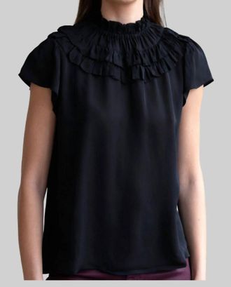 Go Silk Brunch Date Top In Washed Black